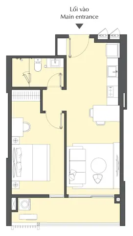 Bản vẽ căn 1 phòng ngủ của chủ đầu tư