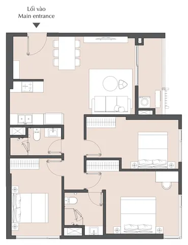 Bản vẽ căn 3 phòng ngủ của chủ đầu tư