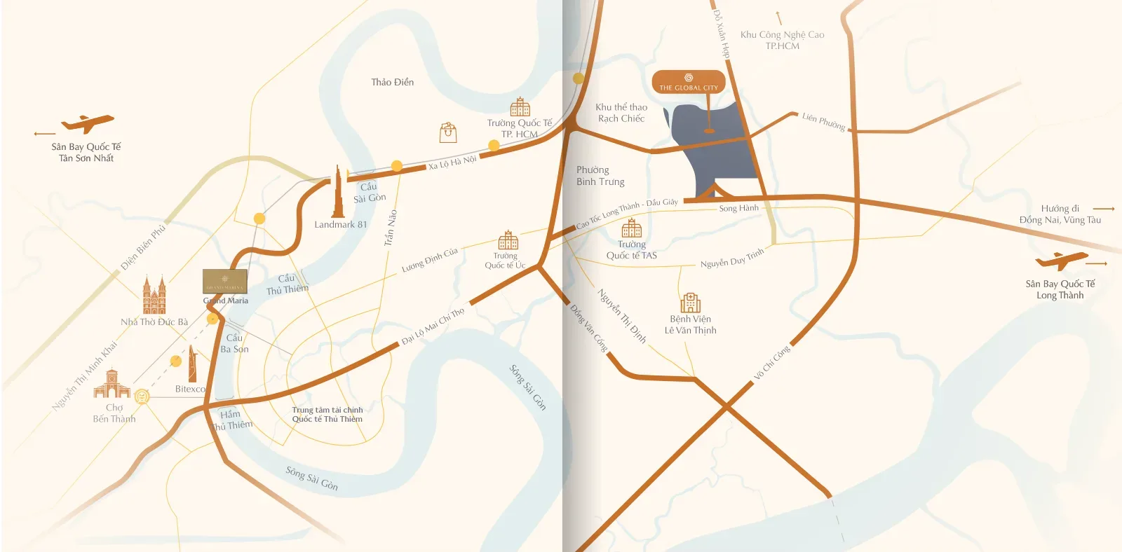 Bản đồ hạ tầng kết nối trong brochure Masteri Park Place